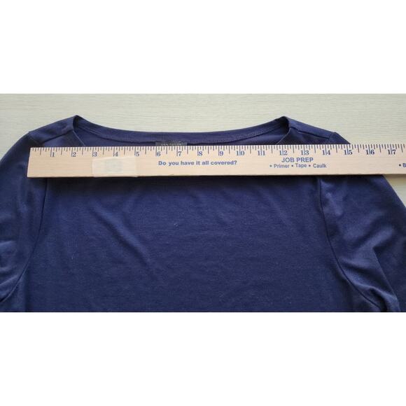 TOP-ANN TAYLOR-Basic-Rayon Spandex-Navy Blue-3/4 Length Sleeves--SIZE SMALL - Picture 8 of 13